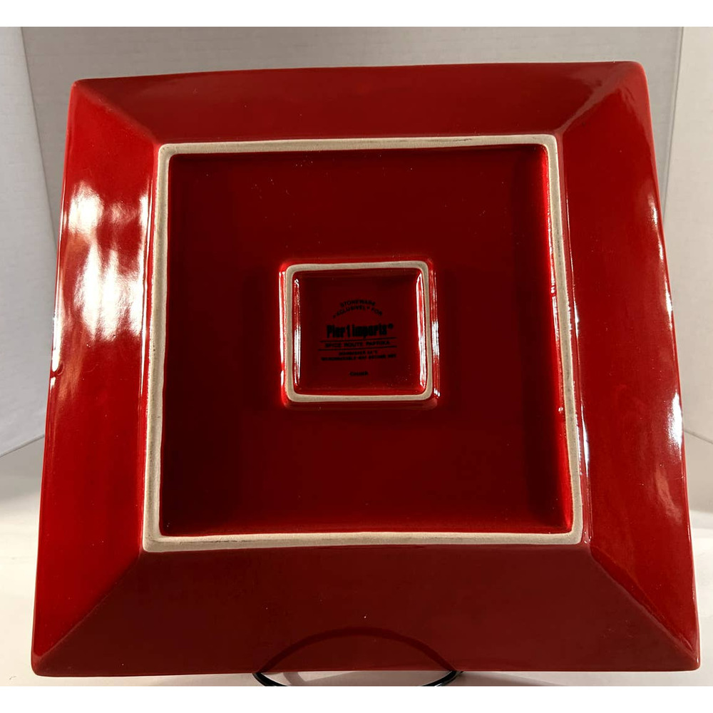 Pier 1 Imports Spice Route Paprika Square Beaded Dinner Plate 10.5" **Retired** - Picture 3 of 4